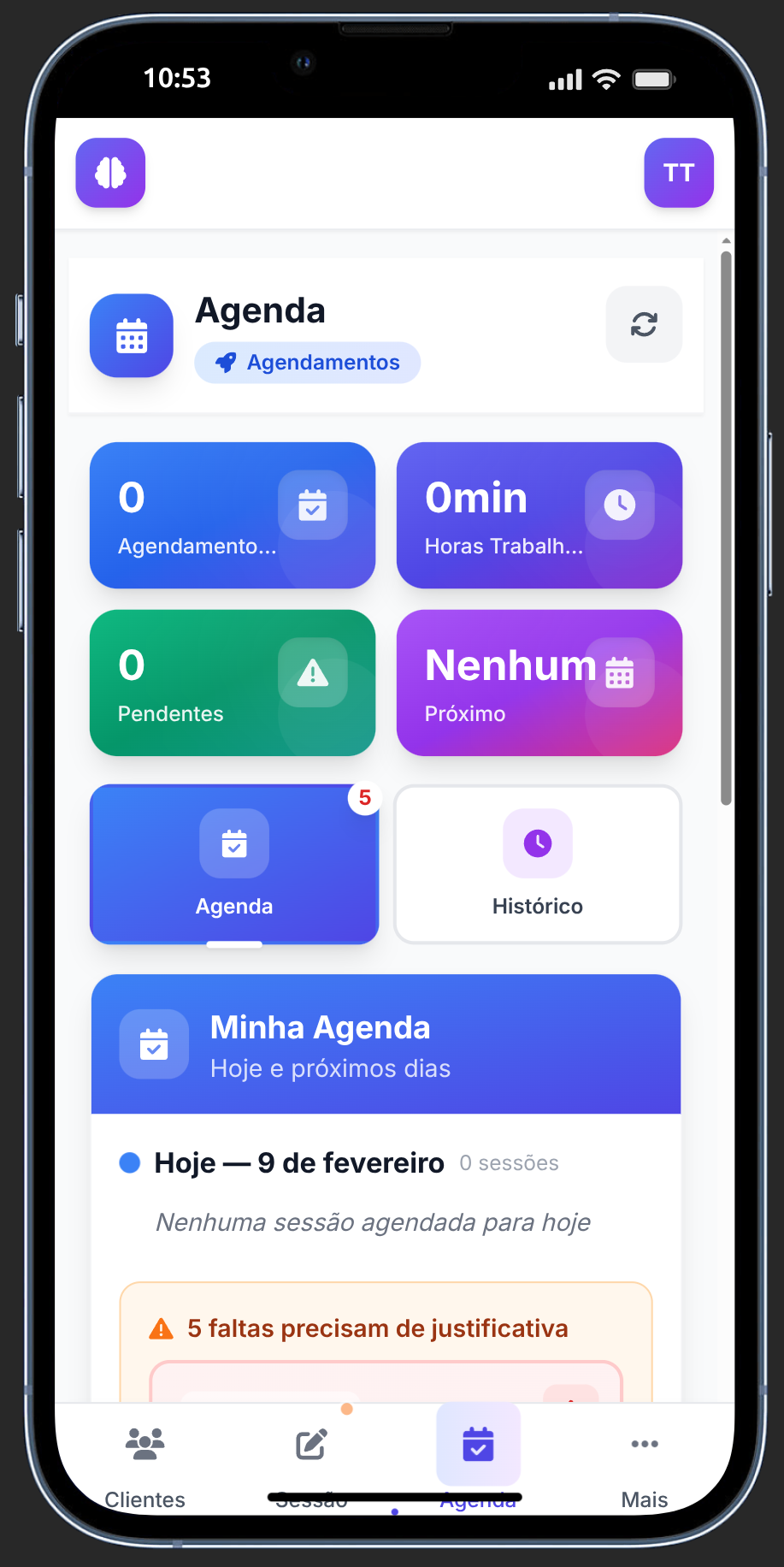 Sistema de agendamento inteligente com calendário e sessões recorrentes