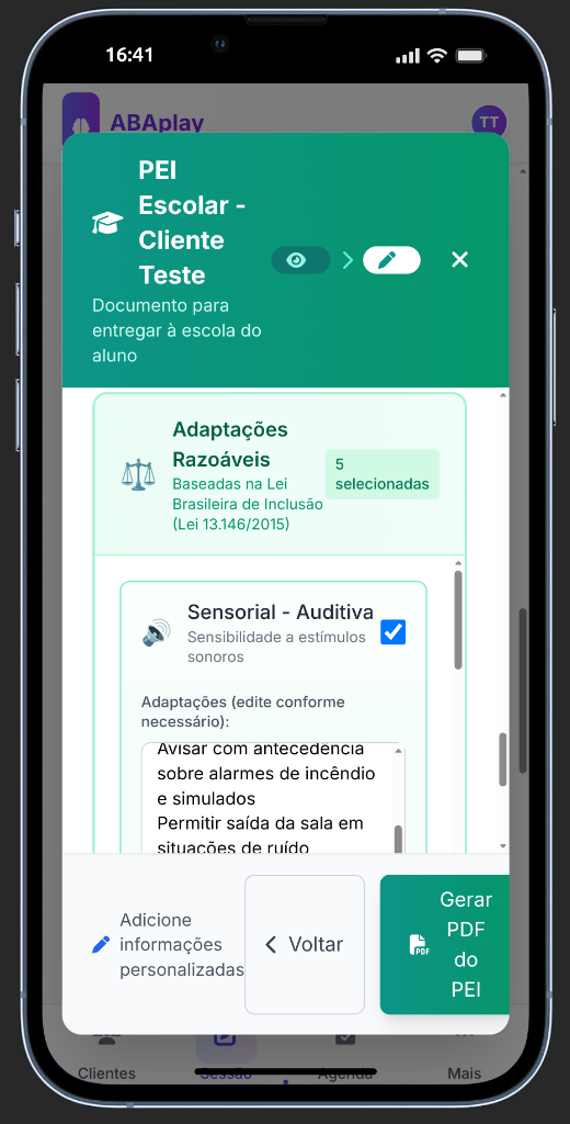 Gerador automático de PEI escolar para inclusão de alunos com TEA